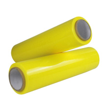 Emballage de main de palette de LLDPE de couleur enveloppant des rouleaux de film jaune extensible de film de moulage en plastique